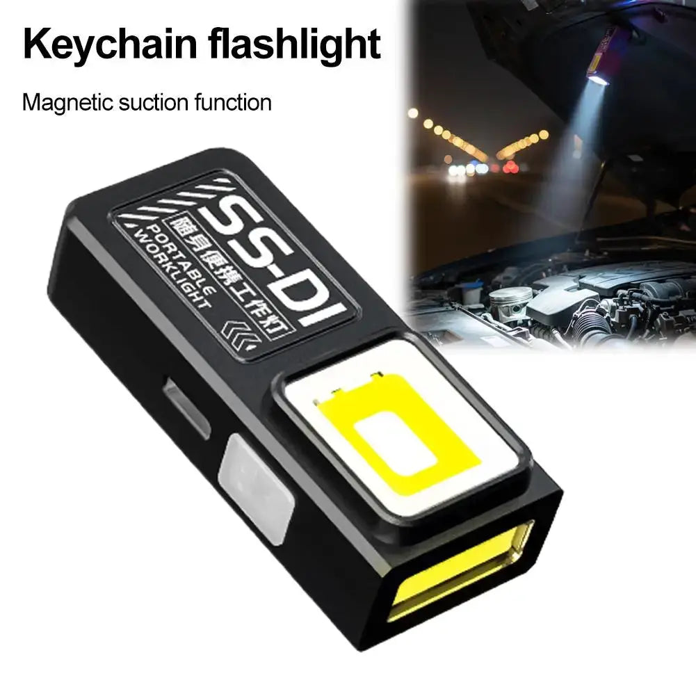 Mini COB LED keychain flashlight USB-C rechargeable black waterproof pocket lamp