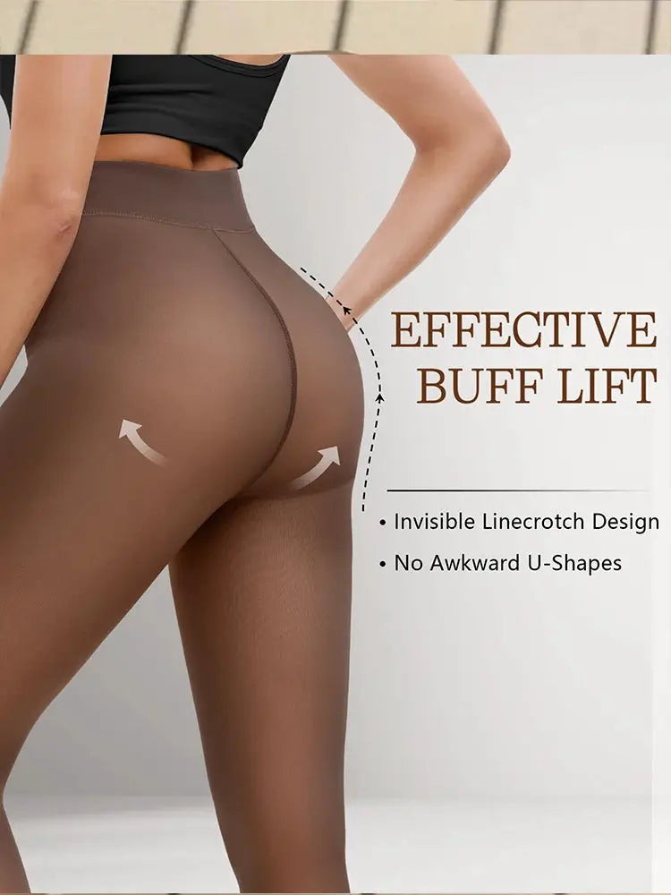LuxeLoom Womens Fleece-Lined Seamless Leggings 2 Pack With Butterfly Leopard Jacquard Design