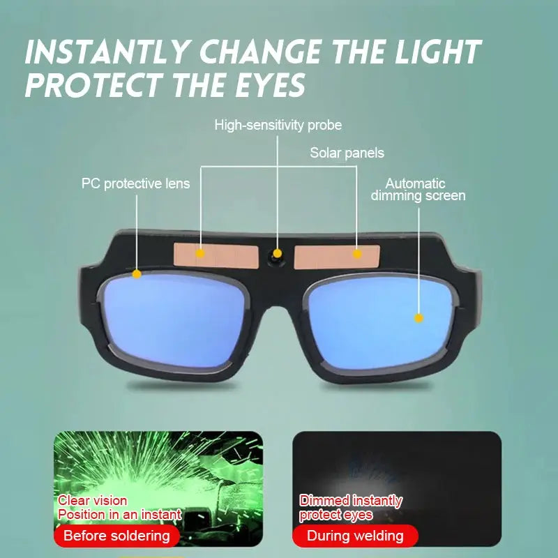 ProWeld Auto Dimming Welding Glasses Solar Powered Anti Glare Eye Protection For Arc Welding Goggles