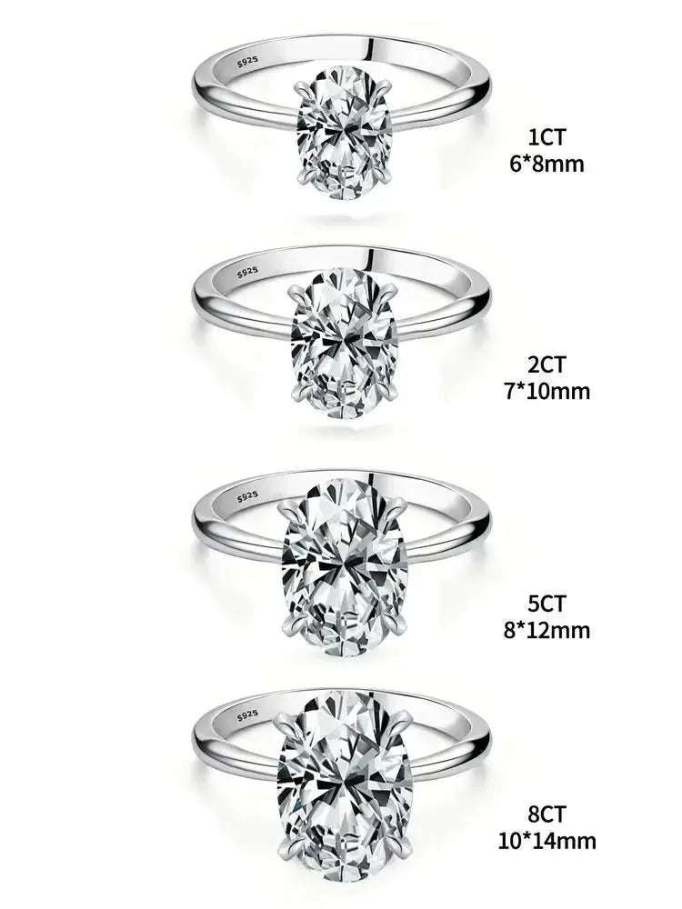925 Sterling Silver Oval Zircon Ring For Women Engagement Wedding Fine Jewelry High Quality