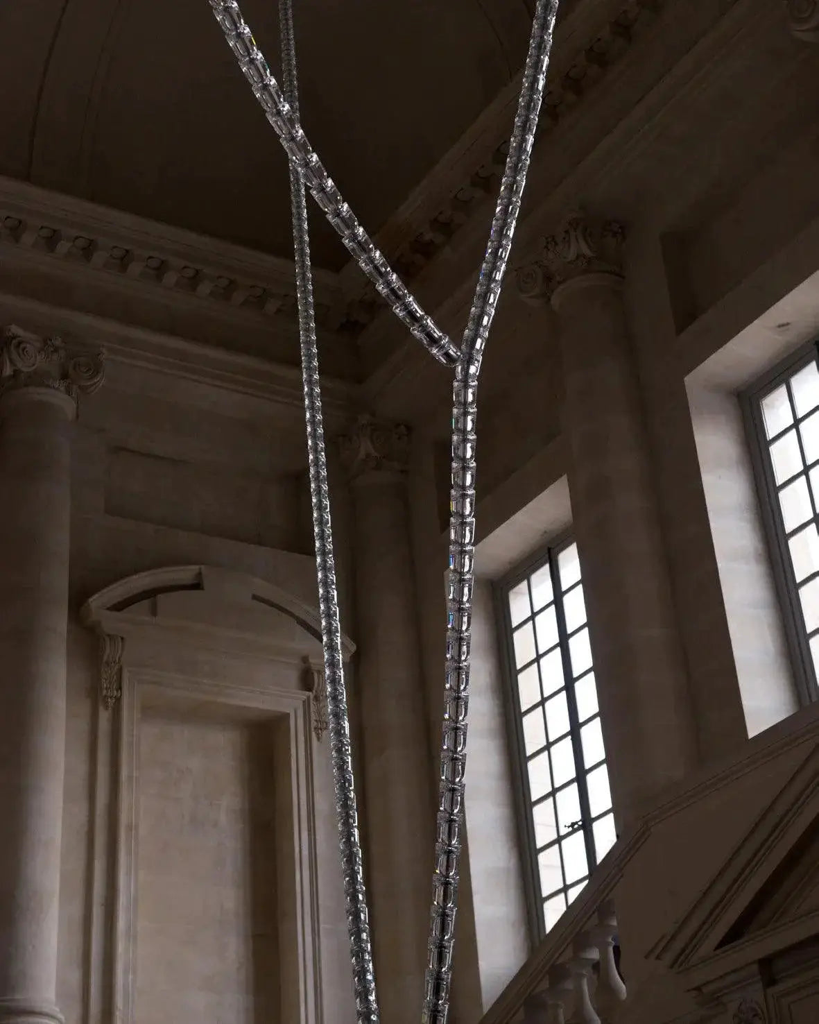 Necklace chandelier ceiling light with multi-strand crystal acrylic beads, adjustable length by Simples Market