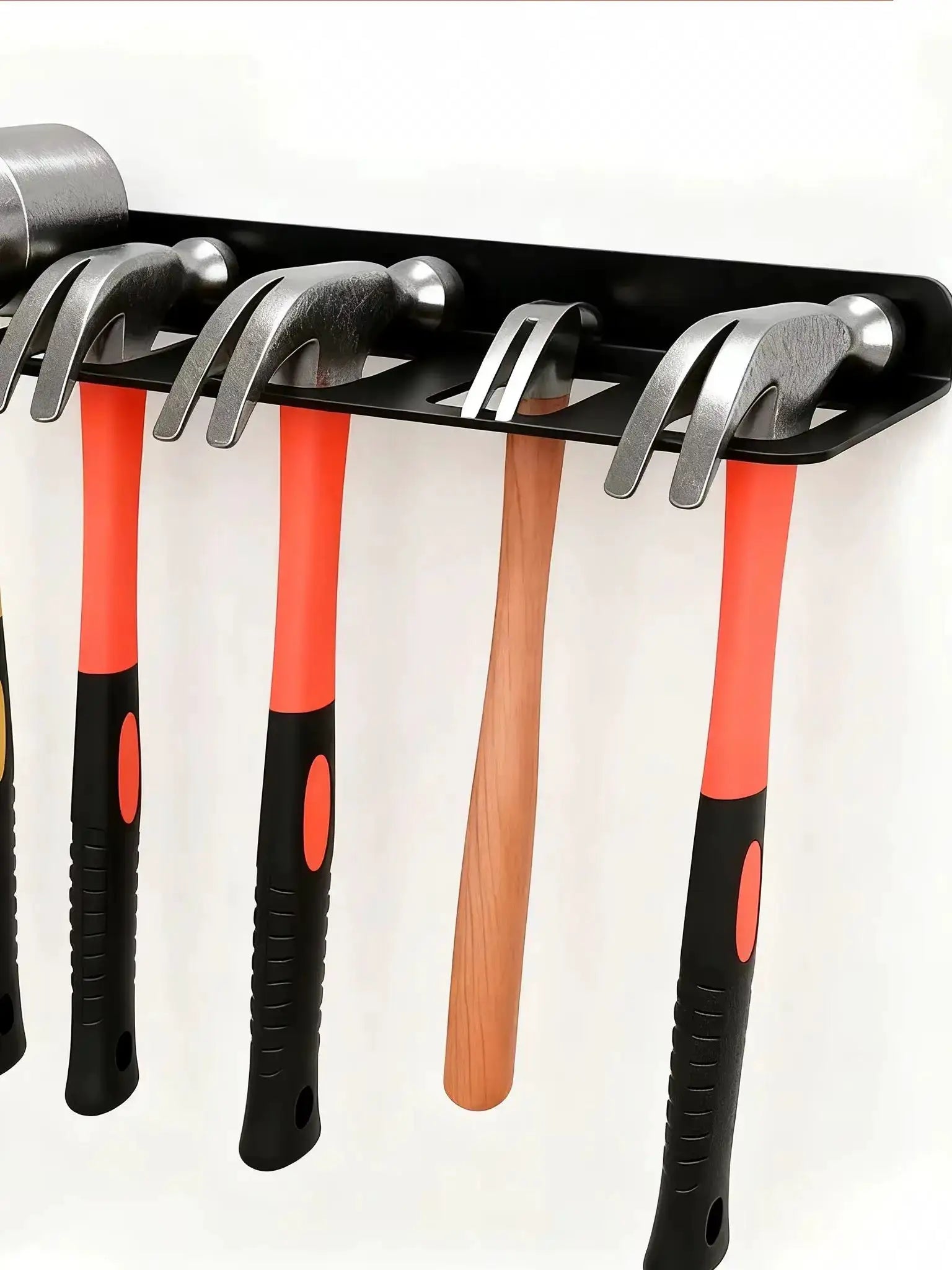 Heavy-Duty Wall-Mounted Hammer Rack; thickened metal tool holder with high weight capacity, holds several hammers