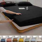 Soft cotton fitted sheet in black with elastic edge for mattress sizes