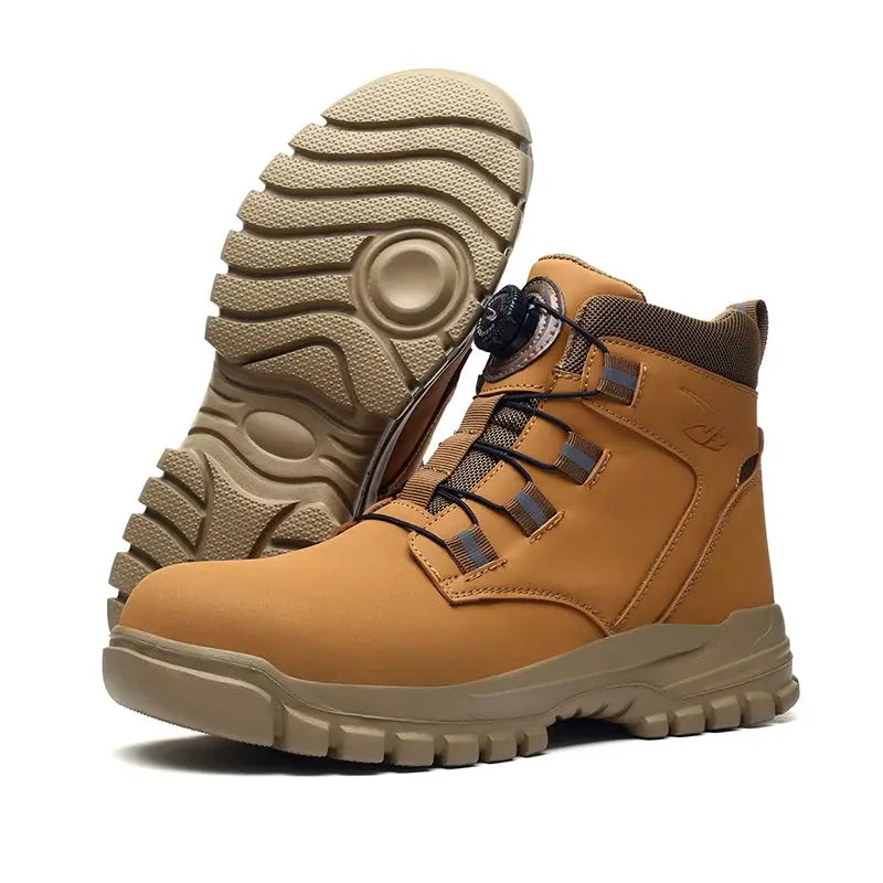 Rotating Button Work Shoes For Men Anti Puncture Waterproof Steel Toe Non Slip Safety Boots