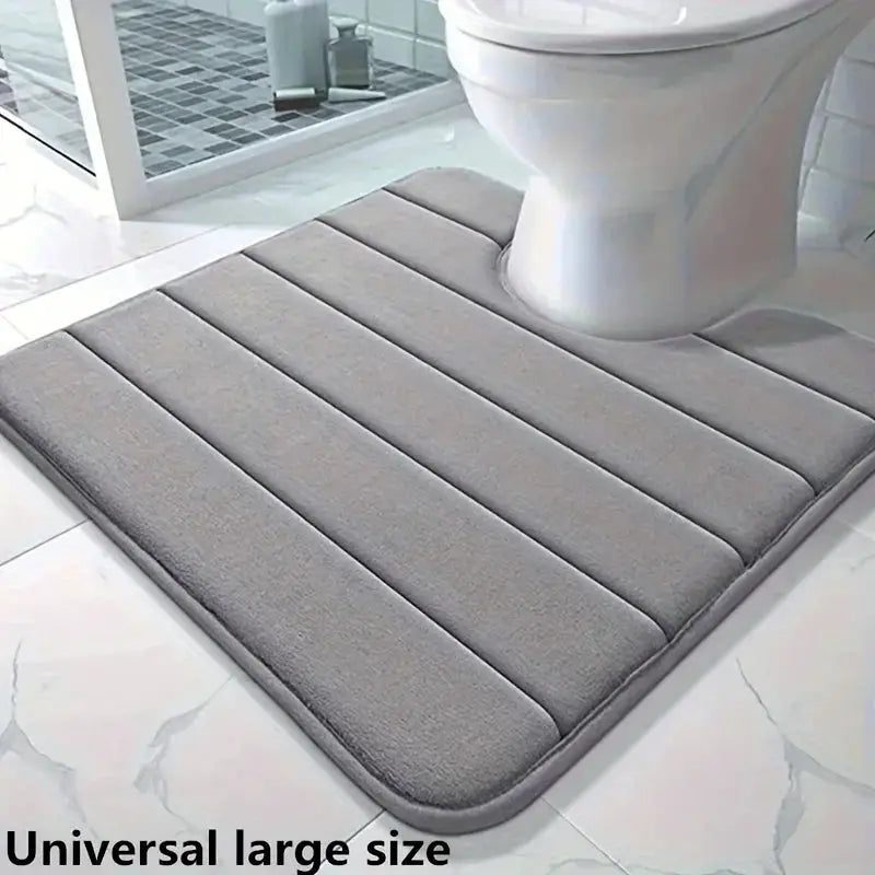 U Shaped Toilet Mat Memory Foam Bath Mat Non Slip Super Absorbent Bathroom Carpet