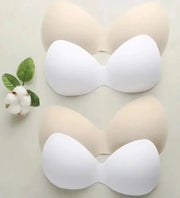 Simples Market 1 pair foam bra pads for swimsuits, white front with beige backing, chest cup padding inserts