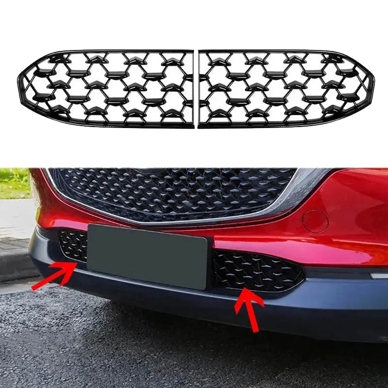 Front bumper lower grille cover for Mazda CX-30 2020-2021, Simples Market, black honeycomb grille (split left/right).