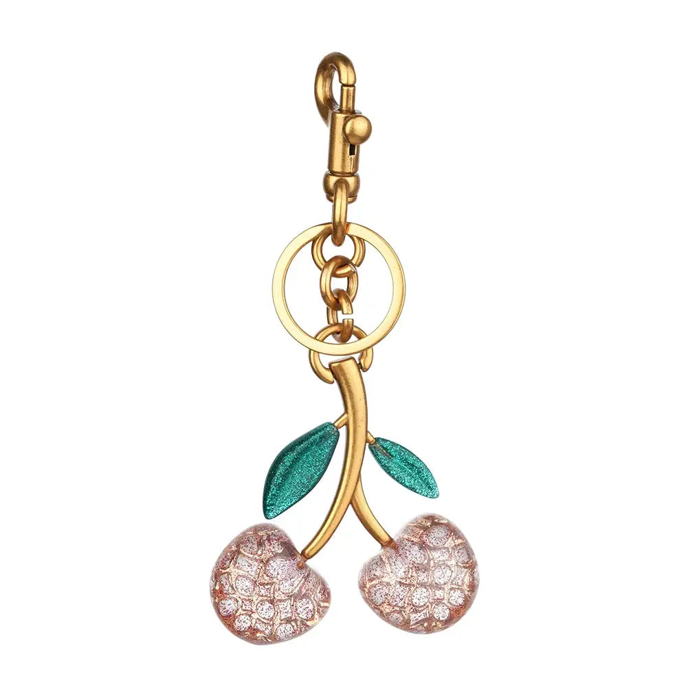 Crystal Cherry Charm Bag Pendant Keychain Lightweight High Grade Metal Accessory For Women