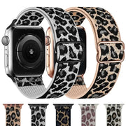 Fashion Leopard Print Nylon Adjustable Strap For Iwatch Band 42mm 46mm 49 45 44 42 41 40 38 For Iwatch Series Ultra 10 9 8 7 SE