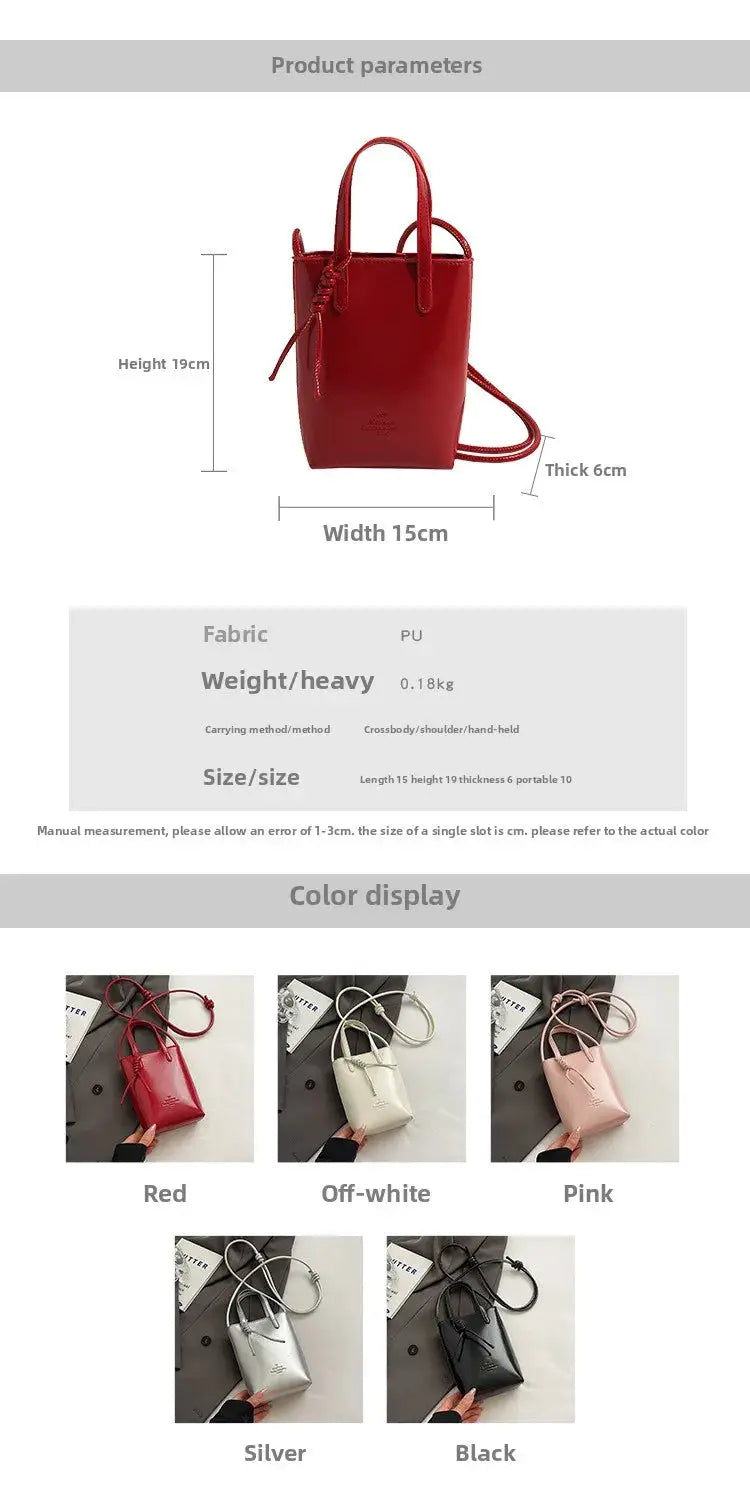 PU leather mini crossbody bag for women by Simples Market, red with top handles and shoulder strap