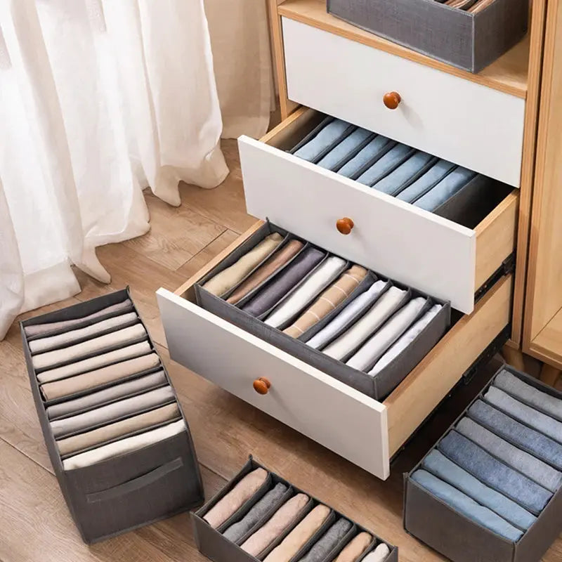 HomeNest Denim And Sweater Storage Container Foldable Wardrobe Organizer For Dorms And Closet Sorting