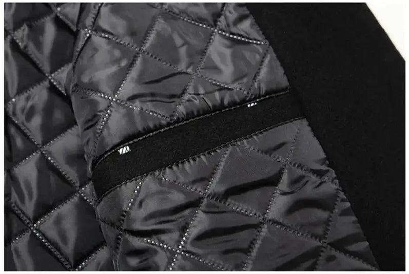 Men's black quilted woolen coat by Simples Market with diamond stitching