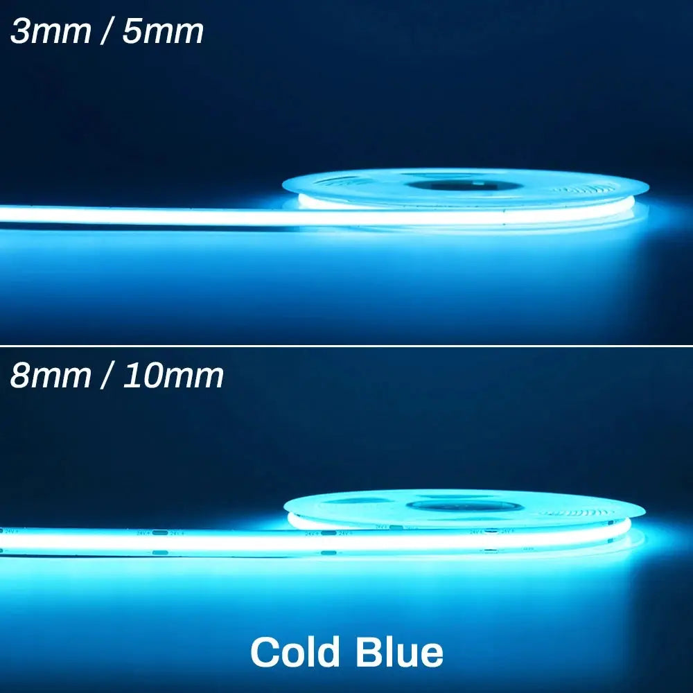 Cob Led Strip Lights 12V 24V Dimmable Tape 3mm 5mm 8mm Ice Blue Yellow Red Green Pink White For Home Decor RA90