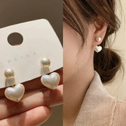 Heart Pearl Drop Earrings For Women New Fashion Sweet Elegant Trend Jewelry Accessories