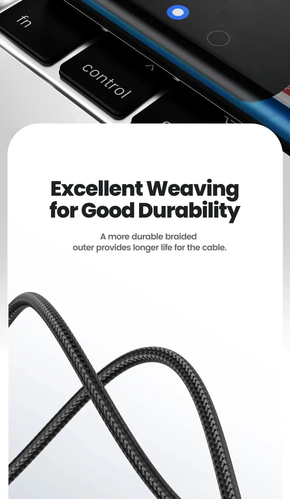 Toocki 540 rotate magnetic USB-C cable; black braided outer for durability