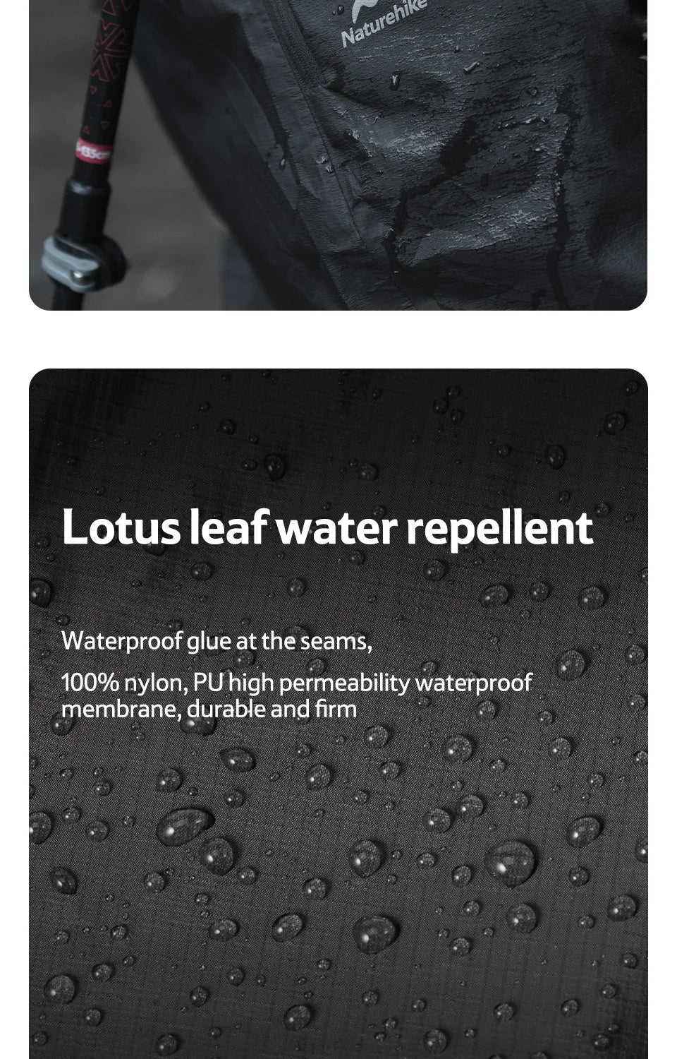 Naturehike rainproof hiking pants, black ultralight waterproof nylon for outdoor adventures