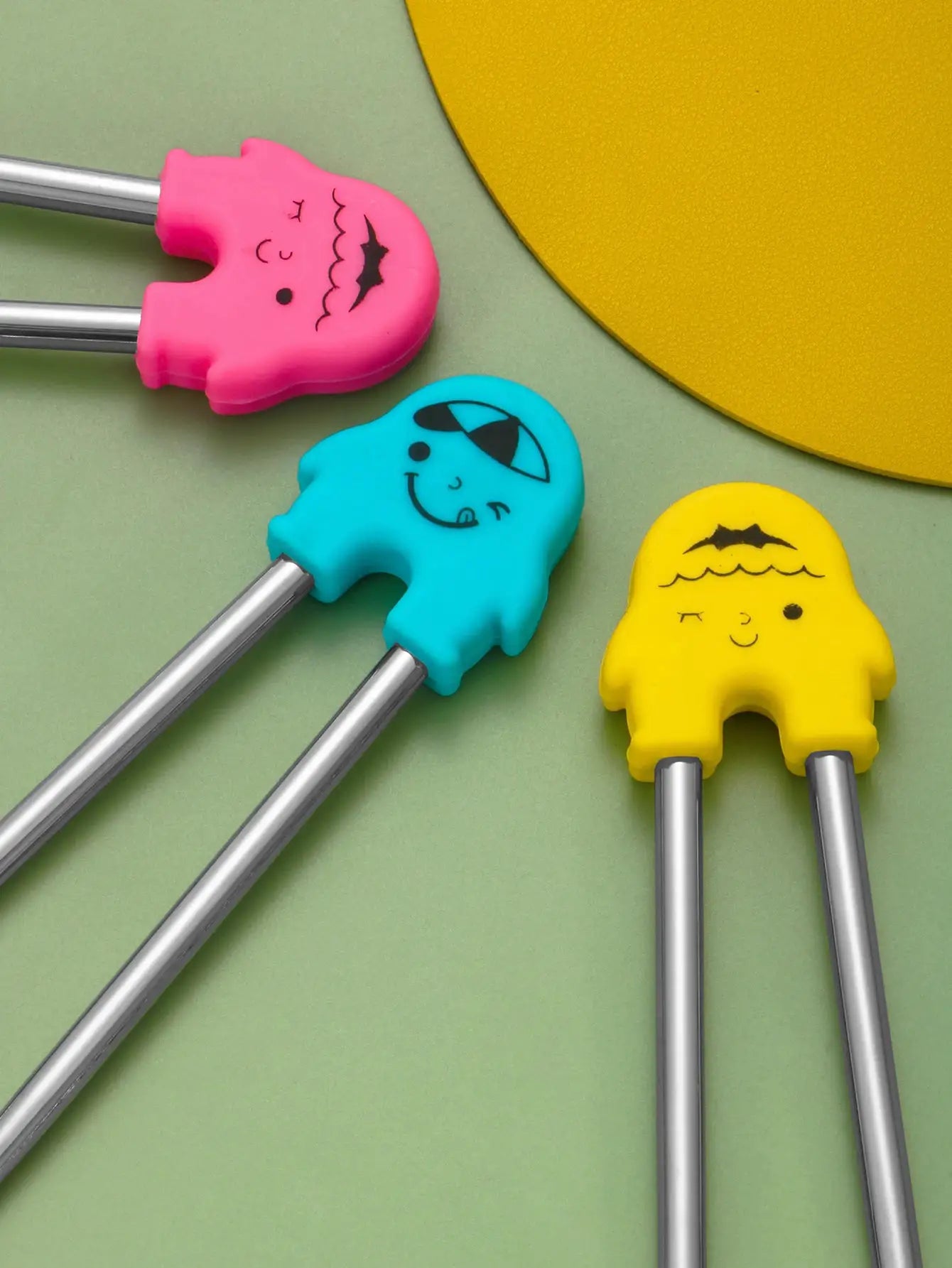 Cartoon Practice Dining Chopsticks for Children and Beginners with Removable Ergonomic Grip