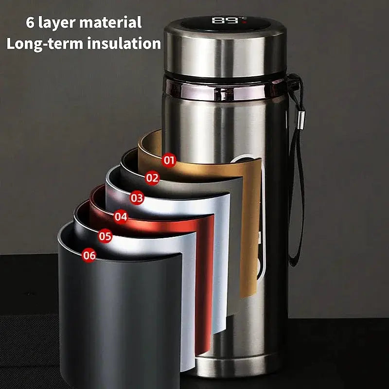 Stainless Steel Thermos Vacuum Flask With LED Temperature Display 500ml To 1L Sus304 Tea Water Bottle Portable
