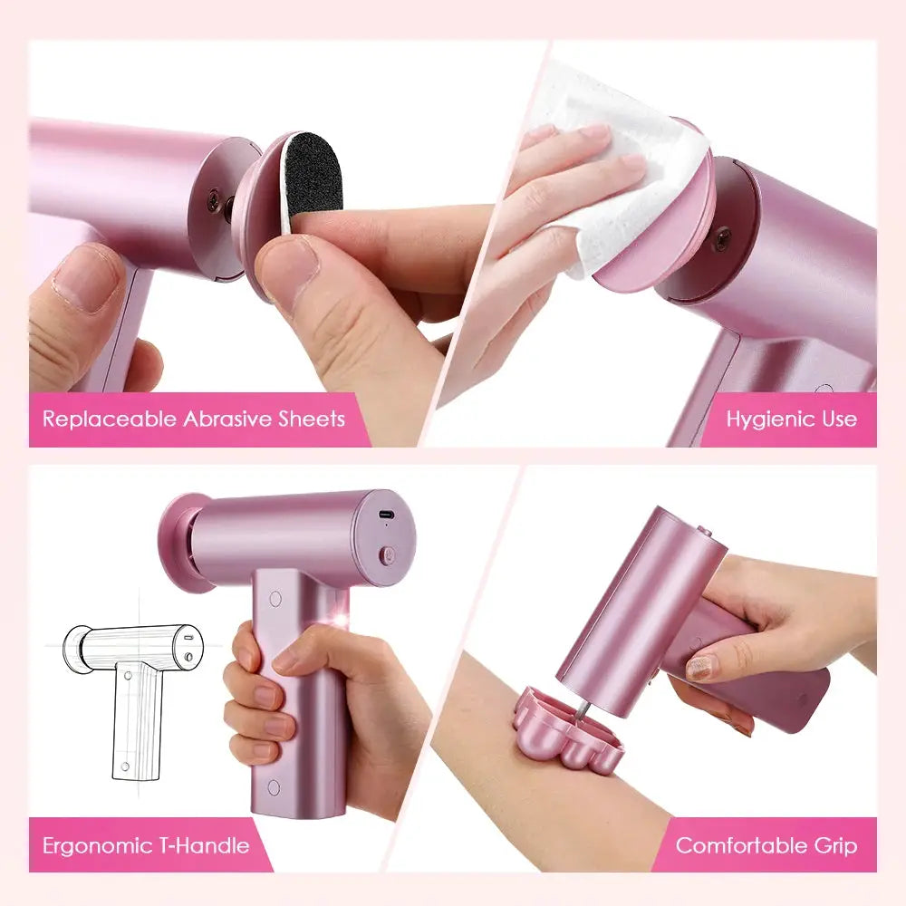 Simples Market electric pink foot callus remover with ergonomic T-handle and replaceable abrasive sheets