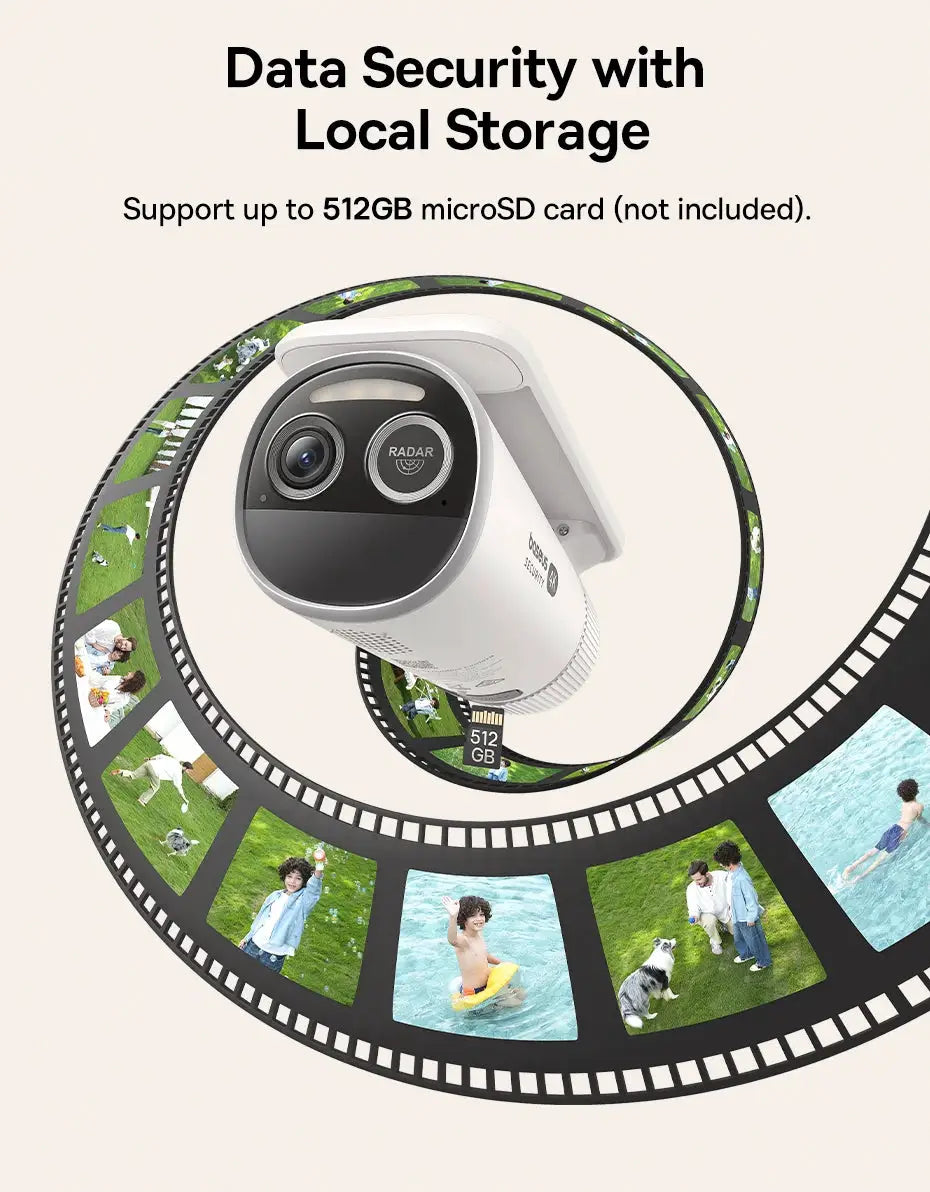 Baseus S2 outdoor security camera, white and compact, IP67 waterproof with 4K clarity.