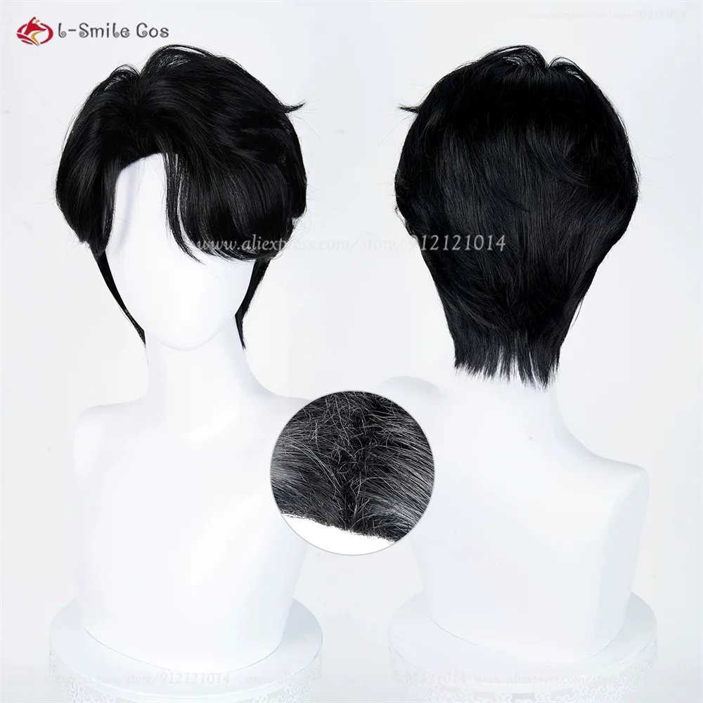 Anime cosplay wig, black heat‑resistant synthetic hair, short layered unisex style by Simples Market