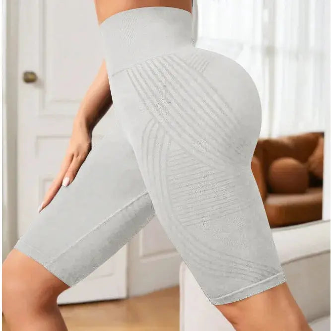 High Waisted Seamless Yoga Shorts For Women Knitted Stretchy Workout Running Hip Lift Summer
