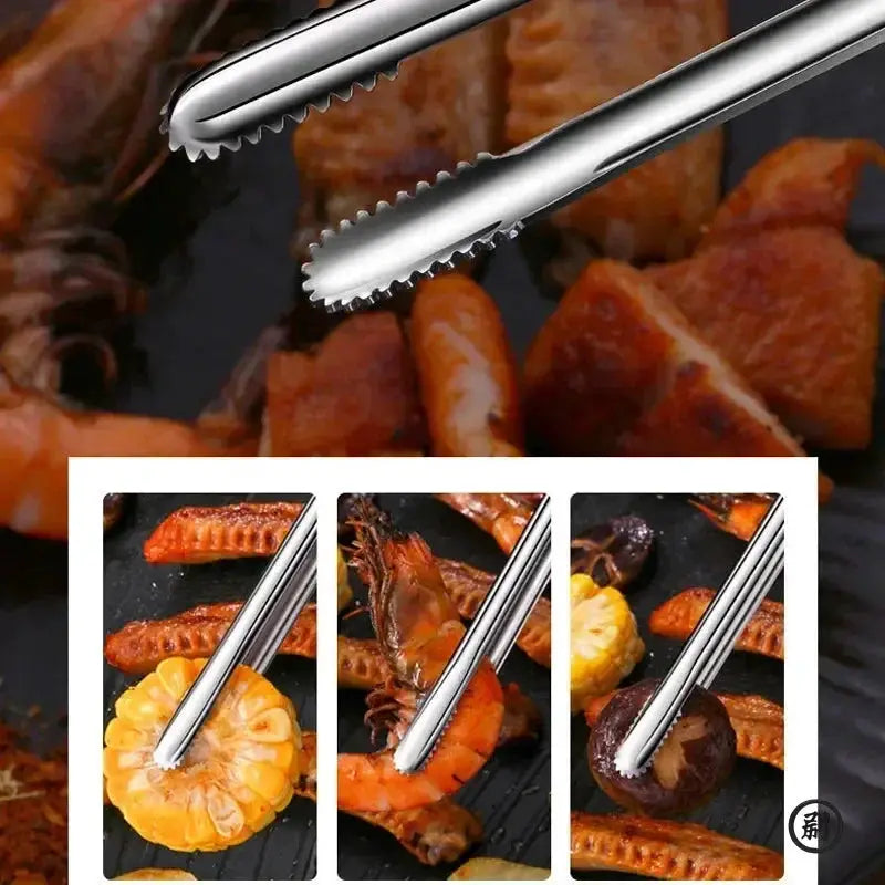 Super Grip Non Slip Kitchen Tongs Wide Tip Stainless Steel Design For Effortless Cooking Grilling And Serving