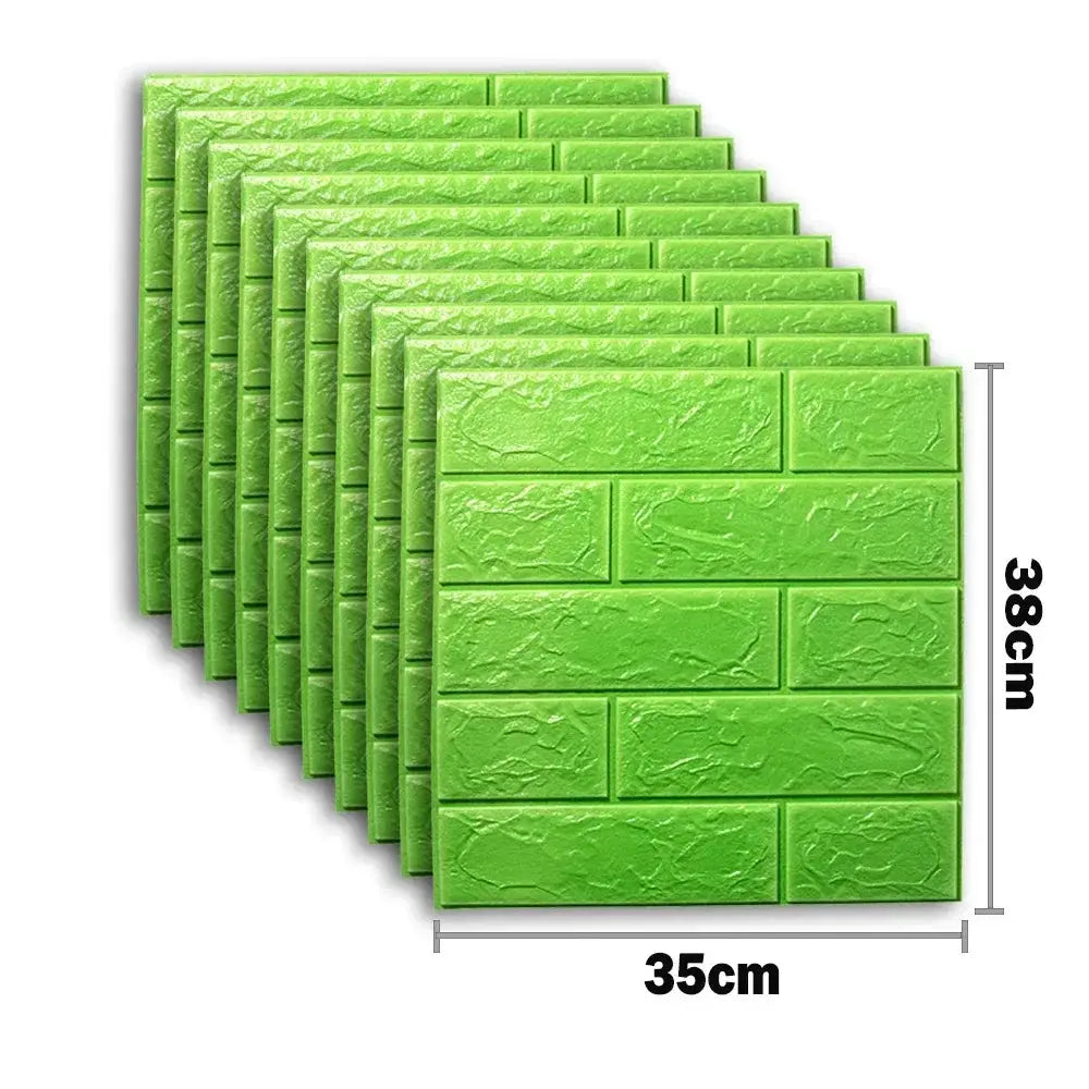 10pcs green 3D foam brick wall stickers from Simples Market, self-adhesive peel-and-stick indoor decor