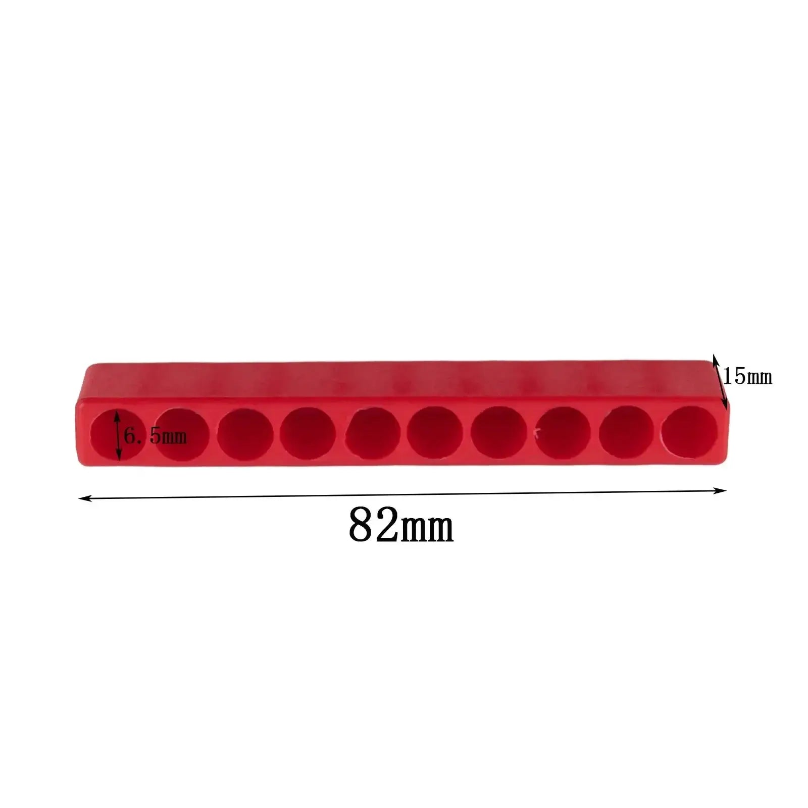 Bit holder Simples Market red plastic storage block with 10 holes for 1/4 hex bits