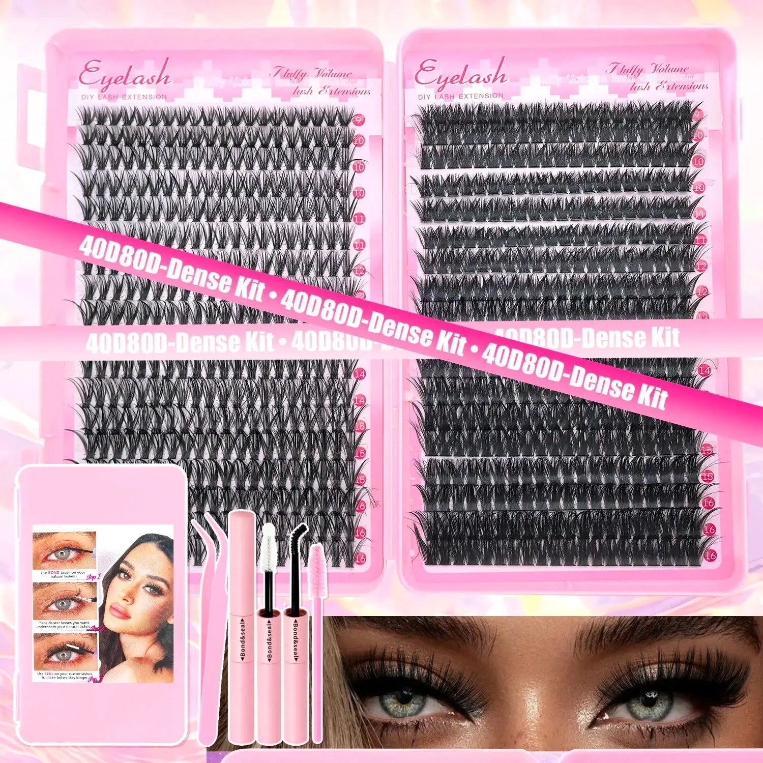 DIY Lash Extension Kit For Clusters And Individual Eyelashes 9 To 16mm Bond And Seal Wispy Natural Look