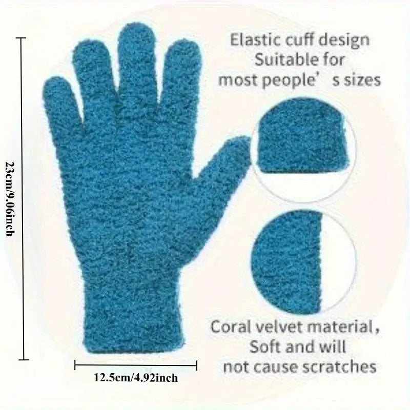 Simples Market 1pc microfiber dusting gloves, blue coral velvet, stretchable and breathable, non-waterproof