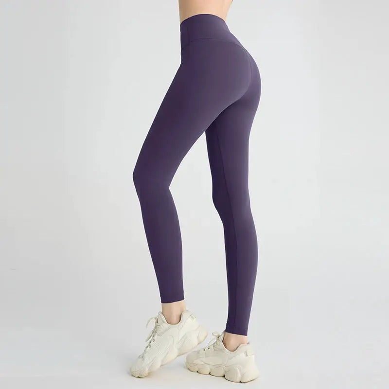 Yoga leggings for women in purple, high-waisted hip-lifting design, breathable for running and cycling