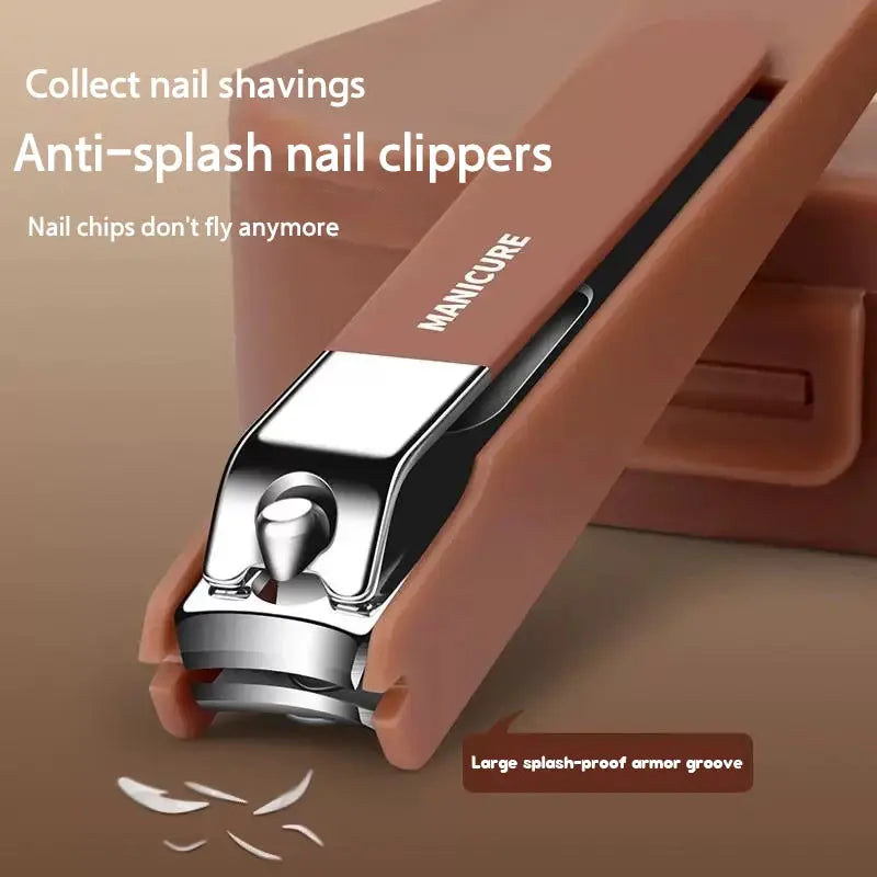 Anti Splash Nail Clipper Set 7 Piece Manicure Kit With Protective Clippers For Precise Nail Care