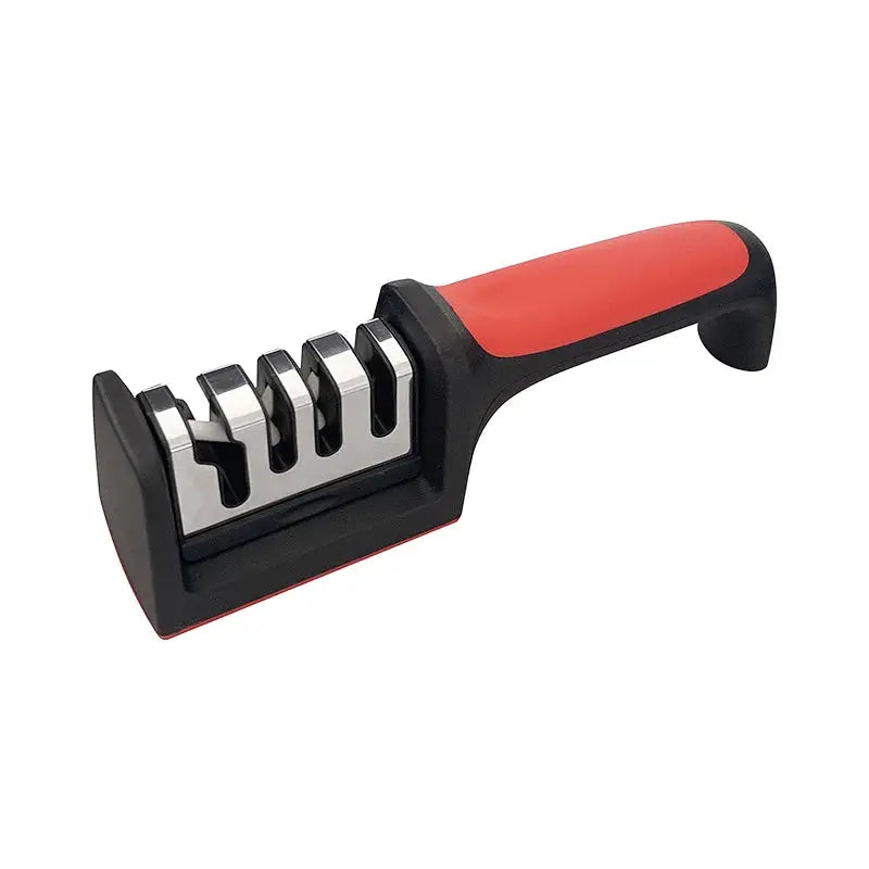 Kitchen Three Quarter Segment Knife Sharpener Stainless Steel Hand Held Sharpening Stone Black
