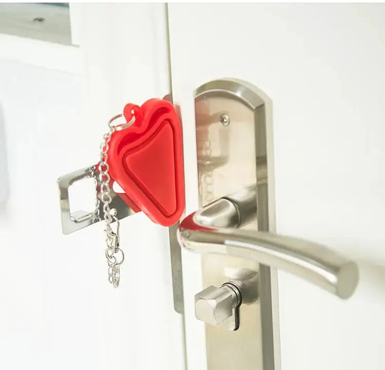 Simples Market security portable door lock latch, red plastic, no-drill travel safety device