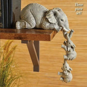 3 Pcs Set Cute Elephant Hug Baby Doll Resin Handicraft Figurines For Home Decor Gift Decorative Miniatures Accessories