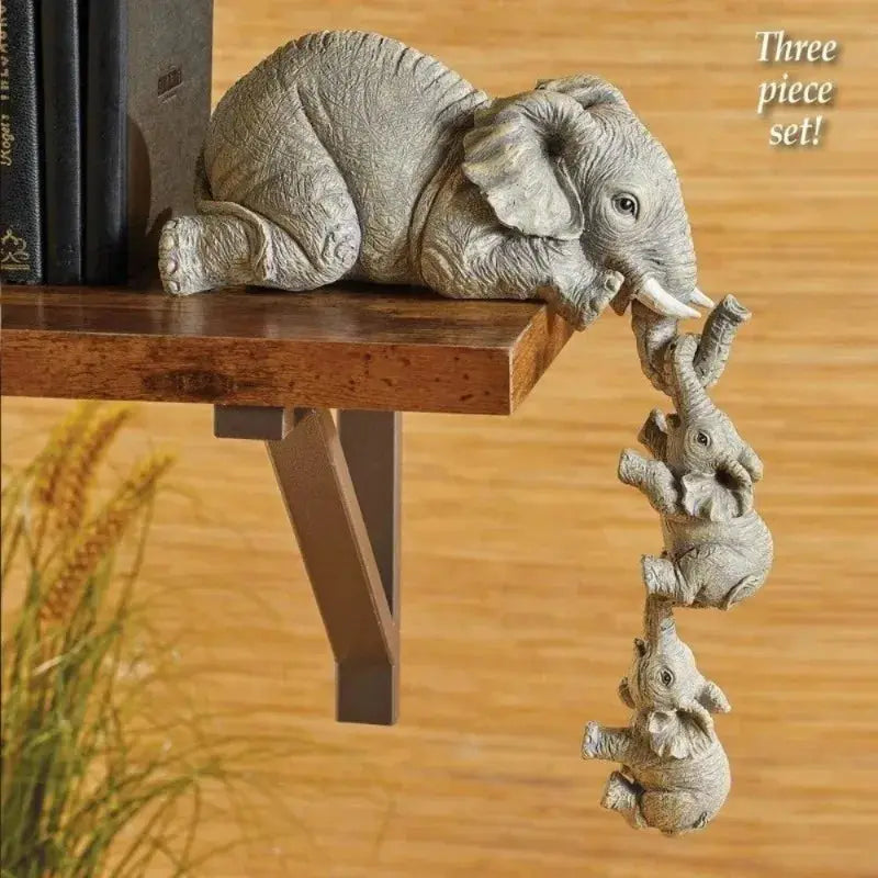3 Pcs Set Cute Elephant Hug Baby Doll Resin Handicraft Figurines For Home Decor Gift Decorative Miniatures Accessories