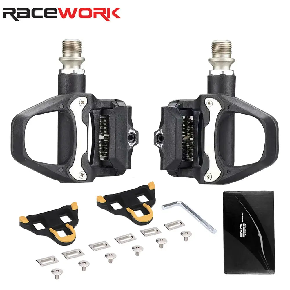 RACEWORK Road Bike Pedals Nylon Locking Clipless Pedals For SPD SL System With Locking Plate Bearing Cleats