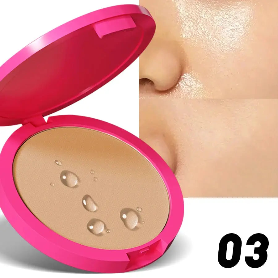 Kafurux Natural Matte Pressed Powder Oil Control Brighten Whitening Foundation Compact Concealer Makeup