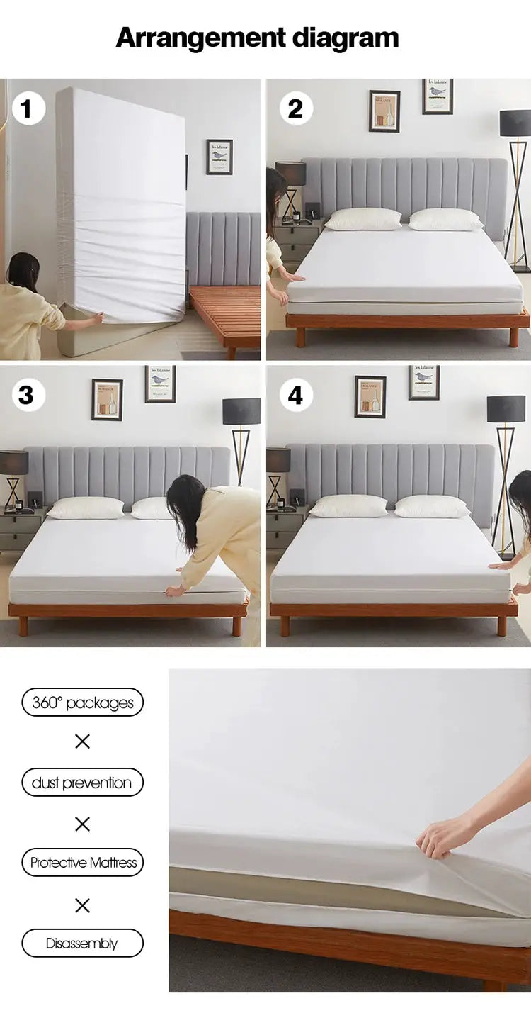 Simples Market waterproof zipper mattress protector, white, for queen/king beds