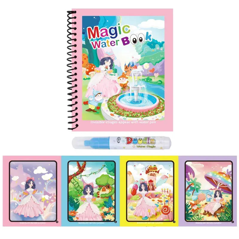 Reusable Water Drawing Book Mess Free Magic Painting Pad With Refillable Water Pen For Kids Learning Educational Toy