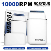 ROSYOU RS620 electric shaver with blue hypoallergenic foil head and white body, by Simples Market