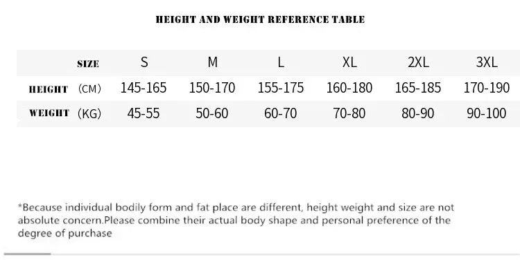 Japanese streetwear baggy cargo pants size chart by Simples Market; height and weight ranges from S to 3XL.