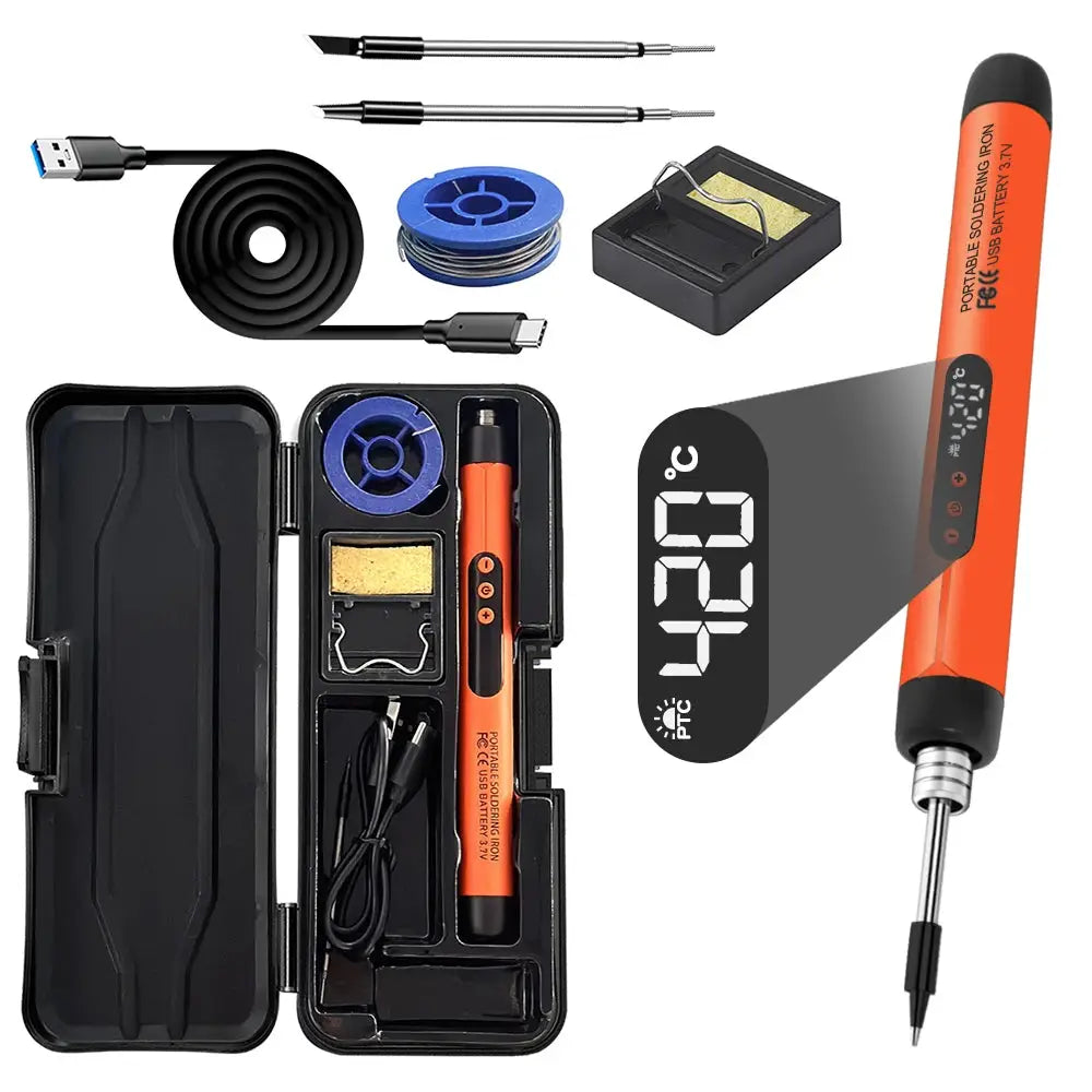 USB Soldering Iron Mini Portable Soldering Tool With Type C Charging 800mAh Battery Adjustable Temperature For DIY Use