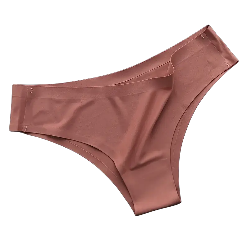 Seamless Brazilian panties, low-rise bikini briefs in rose pink, ice silk fabric