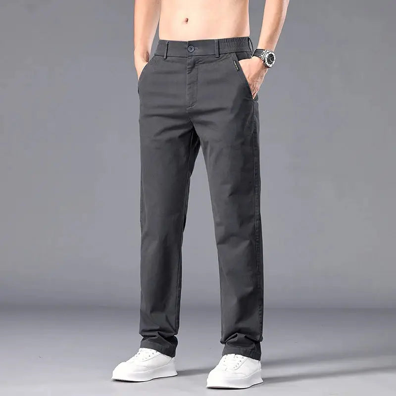 Men's straight-fit stretch chinos in charcoal gray by Simples Market