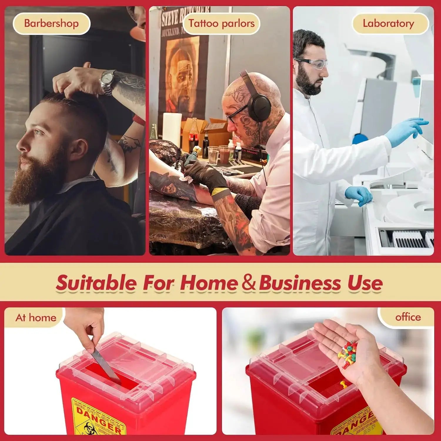 InkGuard Tattoo Sharps Container Large Capacity 1 Liter Safe Disposal For Needle Waste Box