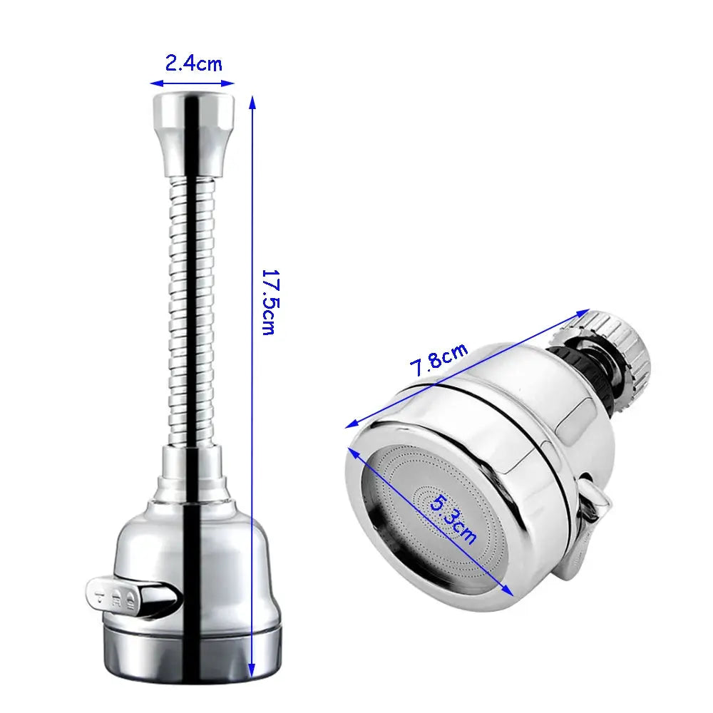 Chrome universal kitchen faucet adapter and spray nozzle set, 2 pieces with 360° rotation