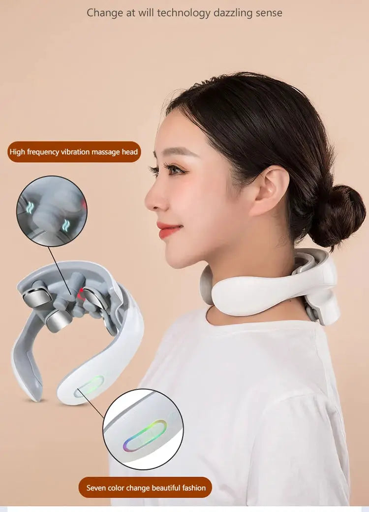 Simples Market Vibration Neck Massager, rechargeable white neck device with red light