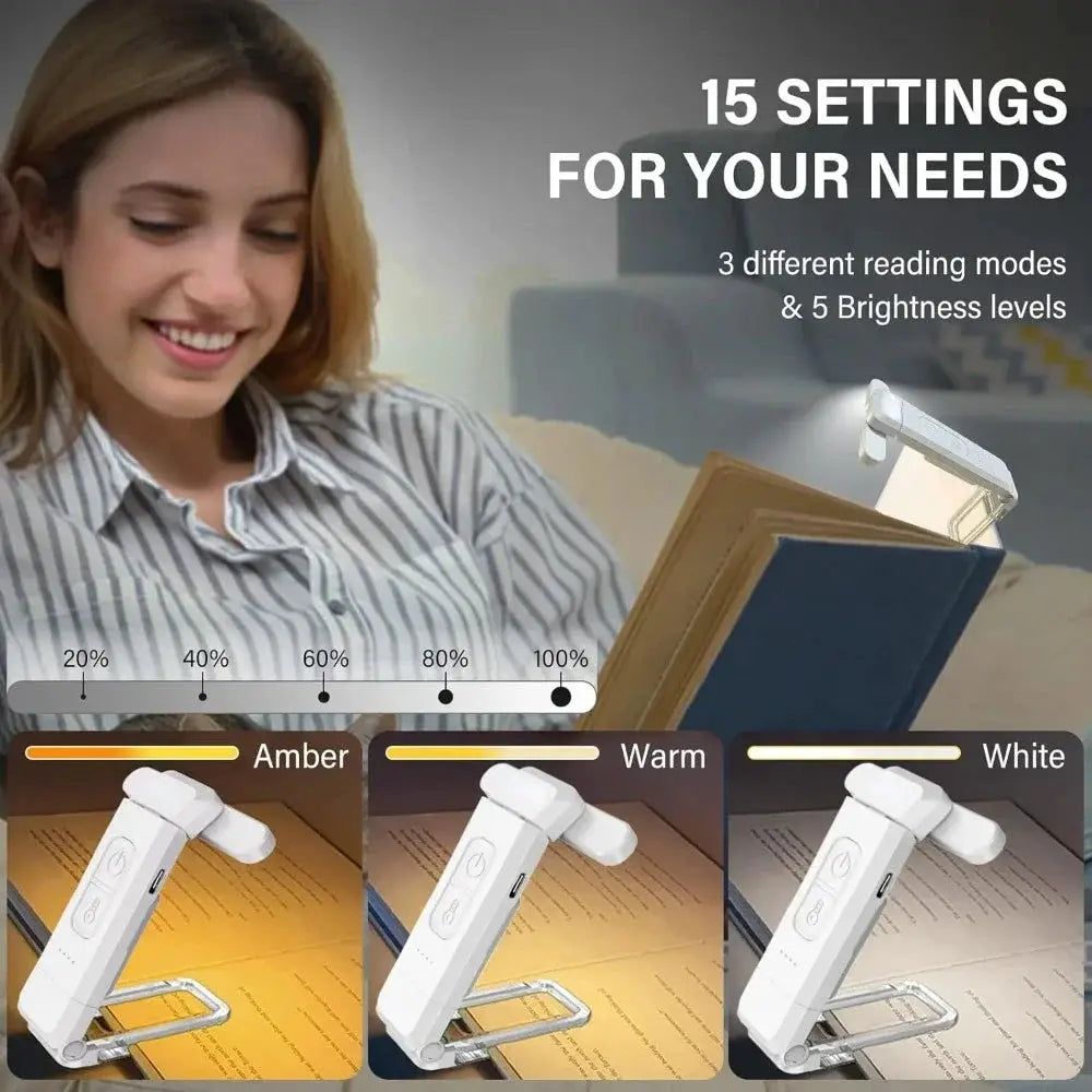 Reading light USB-rechargeable clip-on bookmark light by Simples Market for reading in bed